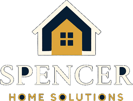 Logo for Spencer Home Solutions featuring a stylized house icon above the company name in bold letters, with "Home Solutions" written below.